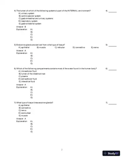 Principles of Human Physiology 4th Edition Test Bank - Page 3 preview image