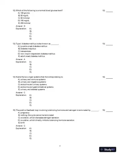 Principles of Human Physiology 4th Edition Test Bank - Page 5 preview image