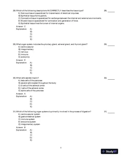 Principles of Human Physiology 4th Edition Test Bank - Page 9 preview image