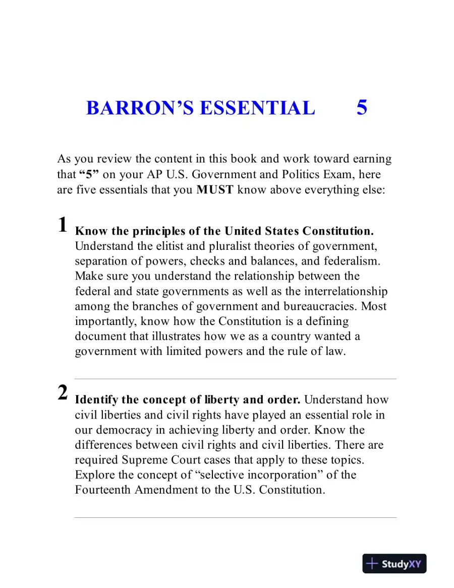 AP U.S. Government and Politics Premium, 2024: 6 Practice Tests + Comprehensive Review + Online Practice (2023), page 16