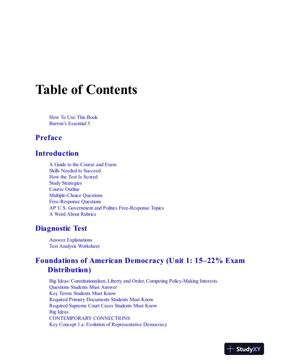 AP U.S. Government and Politics Premium, 2024: 6 Practice Tests + Comprehensive Review + Online Practice (2023), page 9