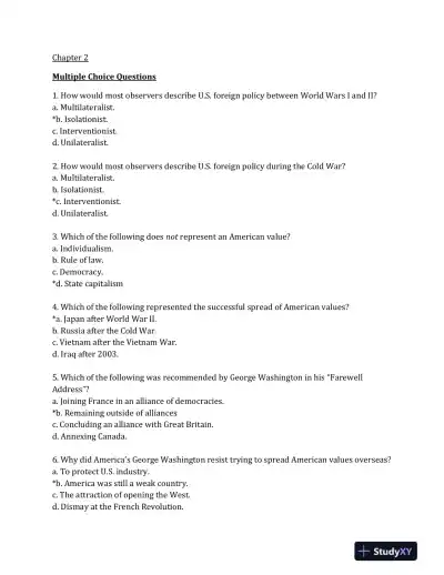 Contemporary American foreign Policy: Influences, Challenges, and Opportunities 1st Edition Test Bank - Page 12 preview image