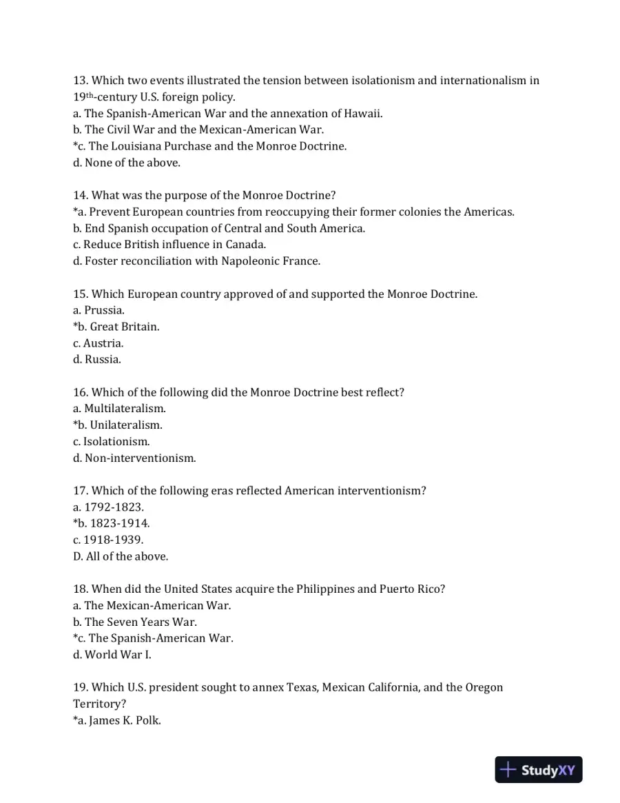 Contemporary American foreign Policy: Influences, Challenges, and Opportunities 1st Edition Test Bank, page 14