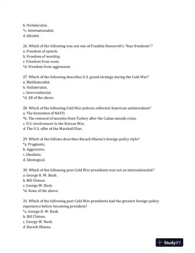 Contemporary American foreign Policy: Influences, Challenges, and Opportunities 1st Edition Test Bank - Page 16 preview image