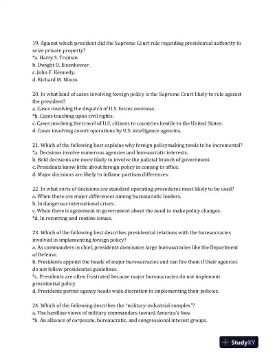 Contemporary American foreign Policy: Influences, Challenges, and Opportunities 1st Edition Test Bank - Page 5 preview image