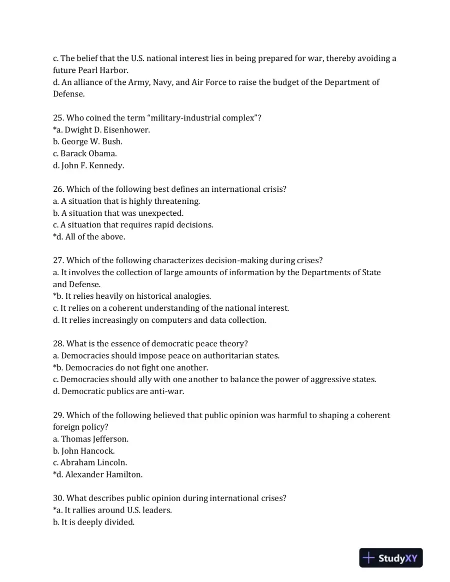 Contemporary American foreign Policy: Influences, Challenges, and Opportunities 1st Edition Test Bank, page 6