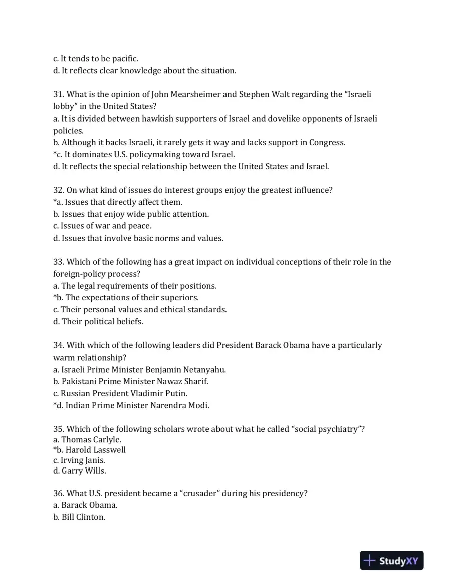 Contemporary American foreign Policy: Influences, Challenges, and Opportunities 1st Edition Test Bank, page 7