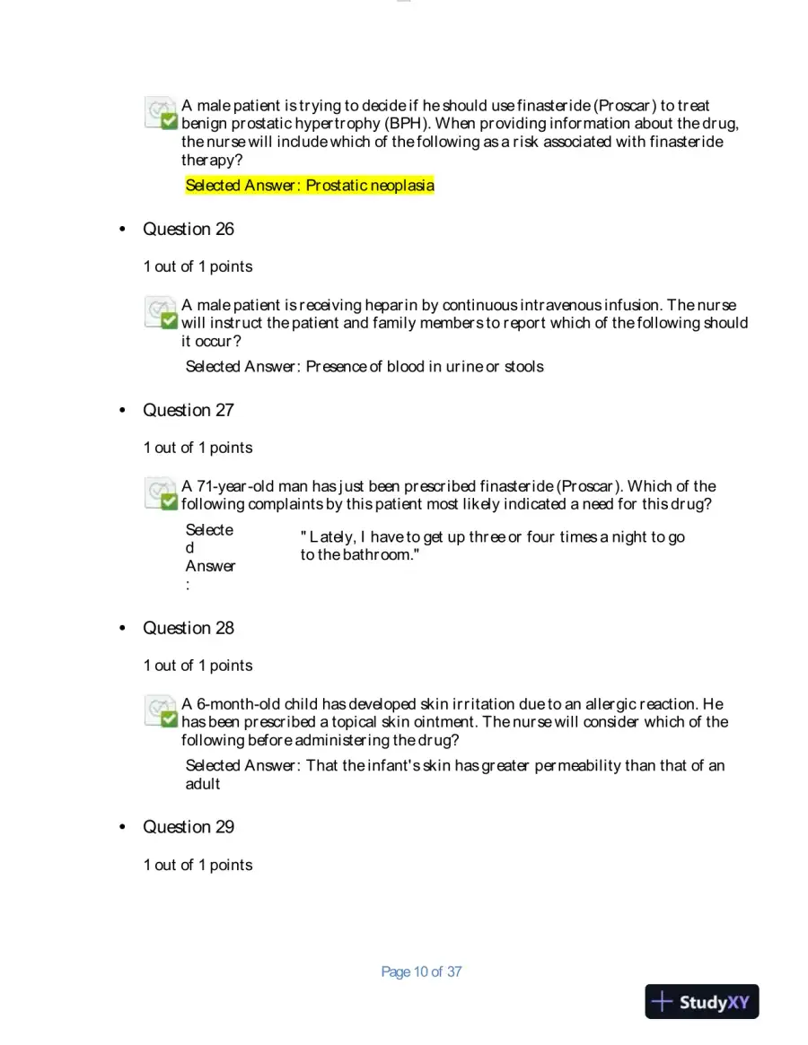 2020 NURS6521 Walden University Advanced Pharmacology Final Exam With Answers (100 Solved Questions), page 10