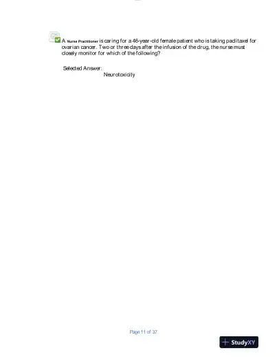 2020 NURS6521 Walden University Advanced Pharmacology Final Exam With Answers (100 Solved Questions) - Page 11 preview image