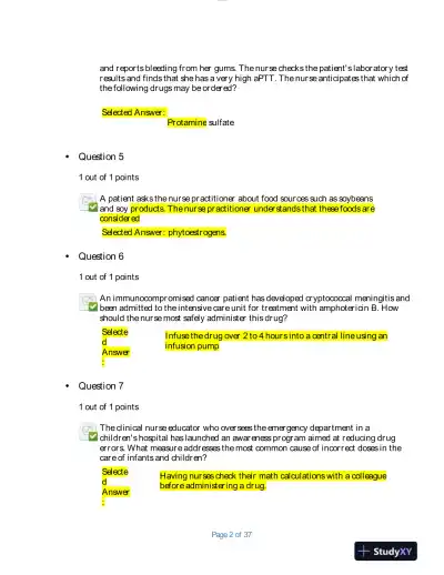 2020 NURS6521 Walden University Advanced Pharmacology Final Exam With Answers (100 Solved Questions) - Page 3 preview image