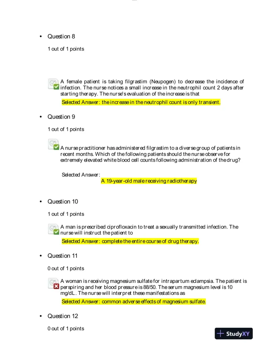 2020 NURS6521 Walden University Advanced Pharmacology Final Exam With Answers (100 Solved Questions), page 4