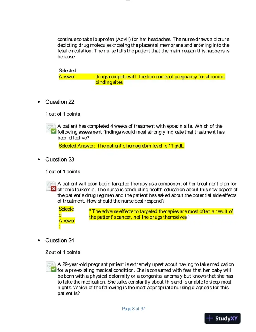 2020 NURS6521 Walden University Advanced Pharmacology Final Exam With Answers (100 Solved Questions), page 8