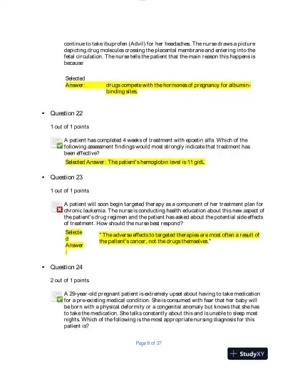 2020 NURS6521 Walden University Advanced Pharmacology Final Exam With Answers (100 Solved Questions) - Page 8 preview image