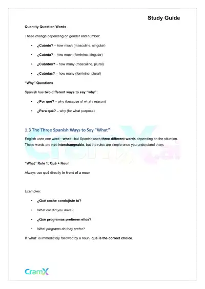 Spanish II - Sentence and Question Structure - Page 2 preview image