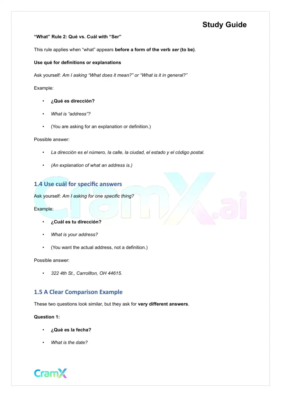 Spanish II - Sentence and Question Structure, page 3
