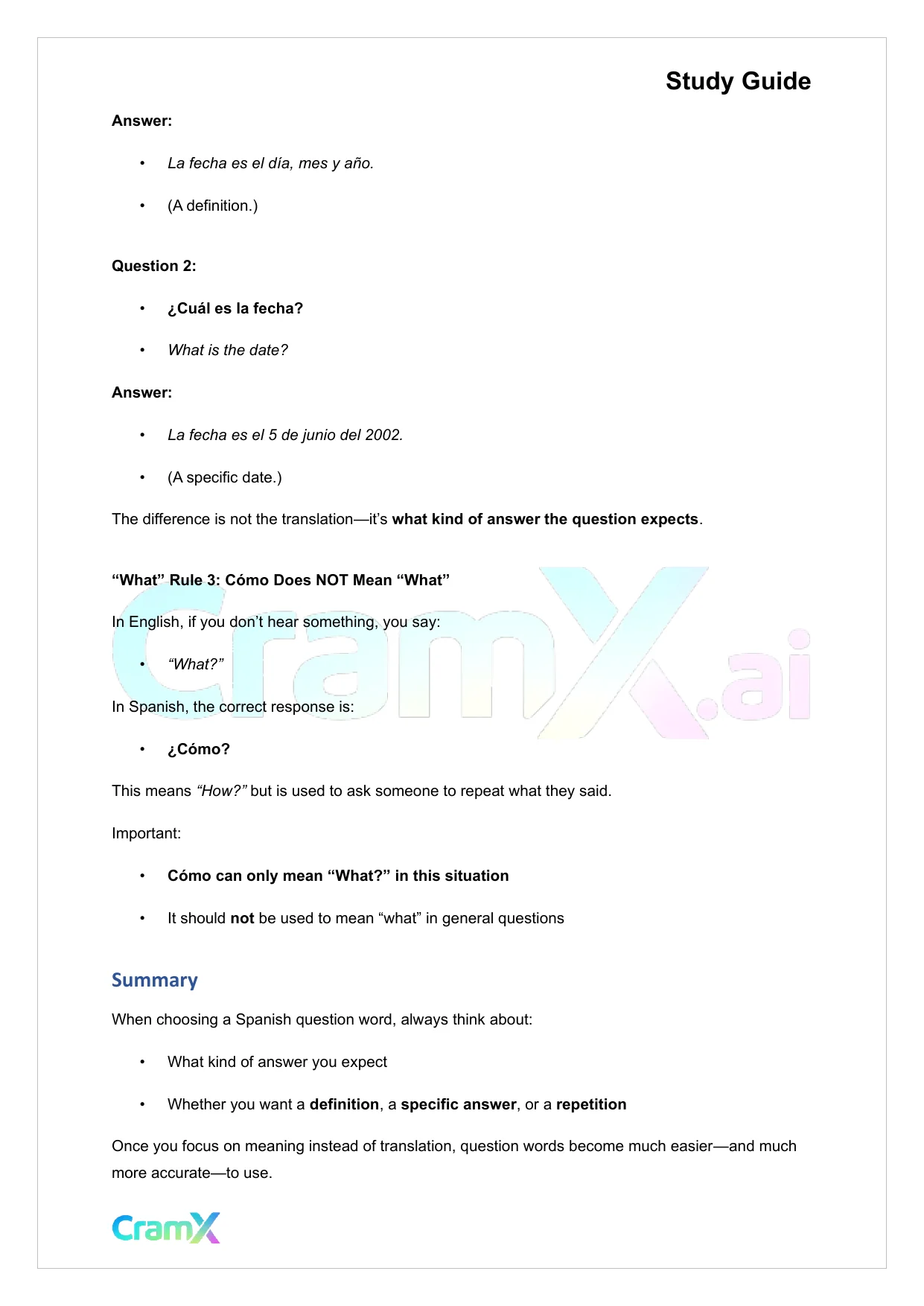 Spanish II - Sentence and Question Structure - Page 4 preview image