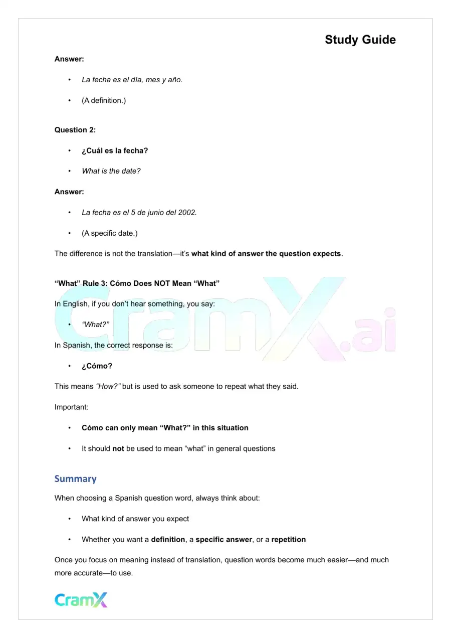 Spanish II - Sentence and Question Structure, page 4