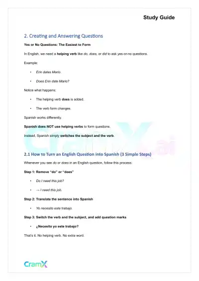 Spanish II - Sentence and Question Structure - Page 5 preview image