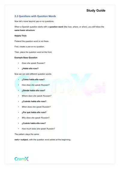 Spanish II - Sentence and Question Structure - Page 6 preview image