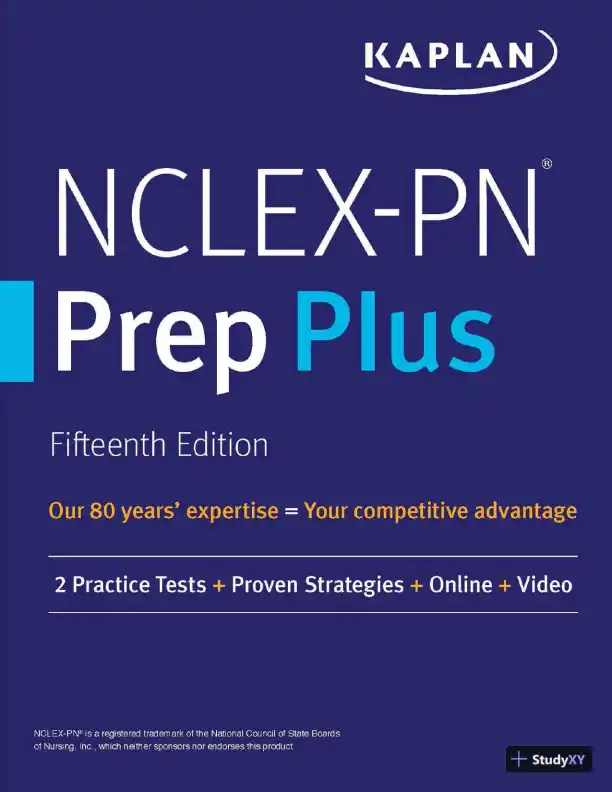 NCLEX-PN Prep Plus: 2 Practice Tests + Proven Strategies + Online + Video (2020) - Page 1 preview image