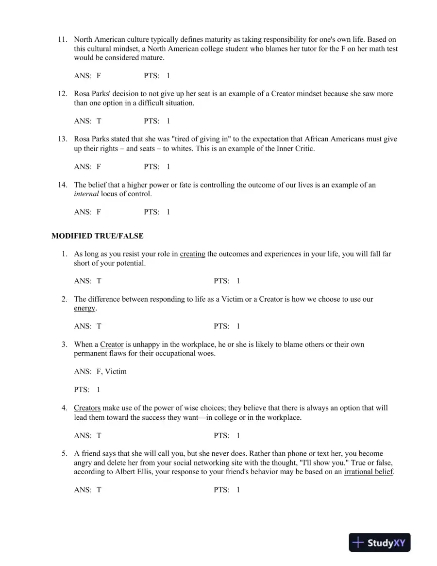 On Course: Strategies for Creating Success in College and in Life 7th Edition Test Bank, page 12