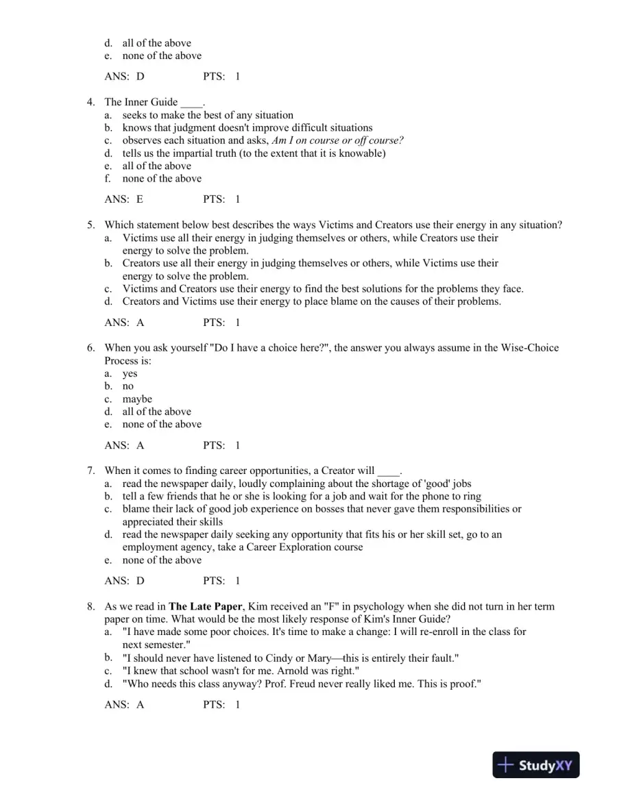 On Course: Strategies for Creating Success in College and in Life 7th Edition Test Bank, page 14