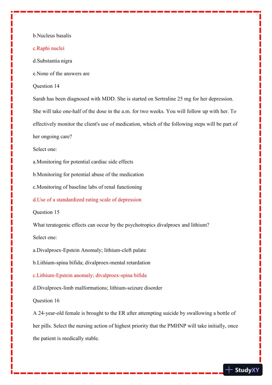 2023 NU665 Psychopathology Week 8 Midterm Exam With Answers (50 Solved Questions), page 6