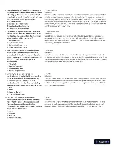 ATI Pharmacology Proctored Test Bank with Answers (313 Solved Questions) - Page 3 preview image