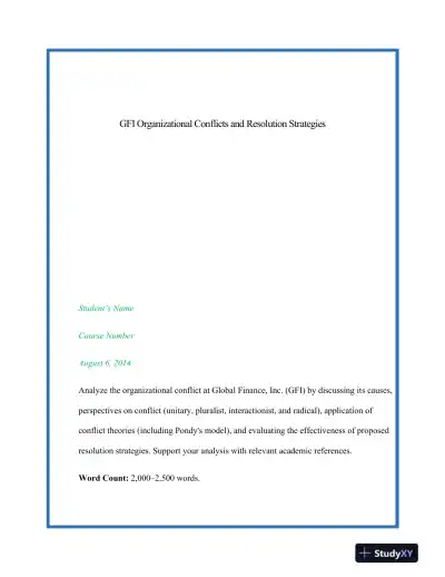GFI Organizational Conflicts and Resolution Strategies - Page 1 preview image