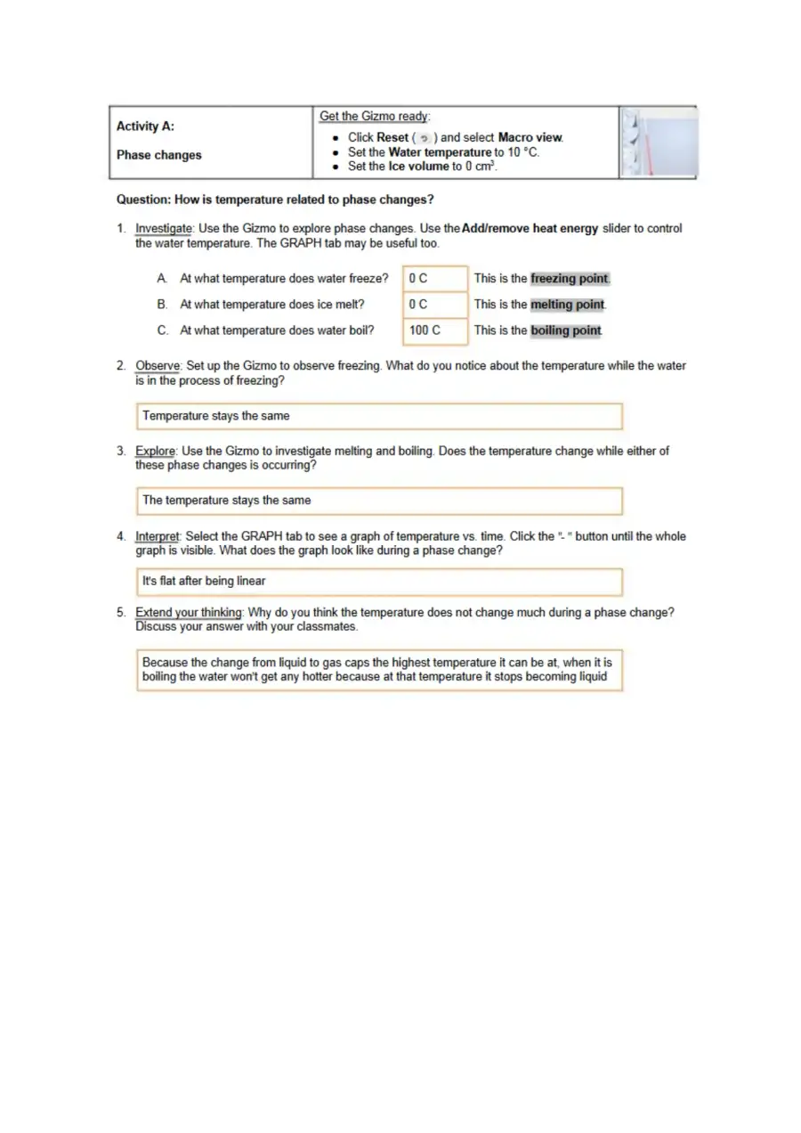 Hao Lin Gizmo Phase Changes Student Exploration WS, page 2