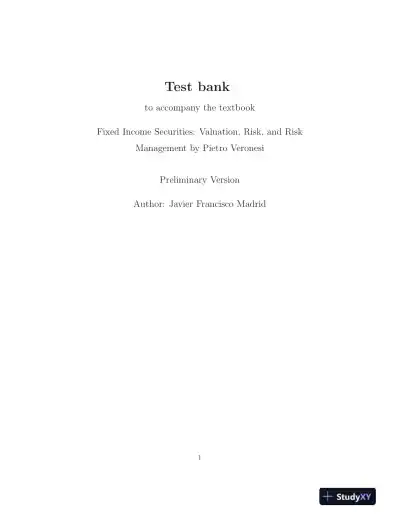Fixed Income Securities: Valuation, Risk, And Risk Management, 1st Edition Test Bank - Page 1 preview image