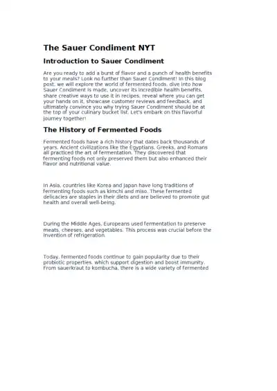 The Sauer Condiment NYT - Page 1 preview image