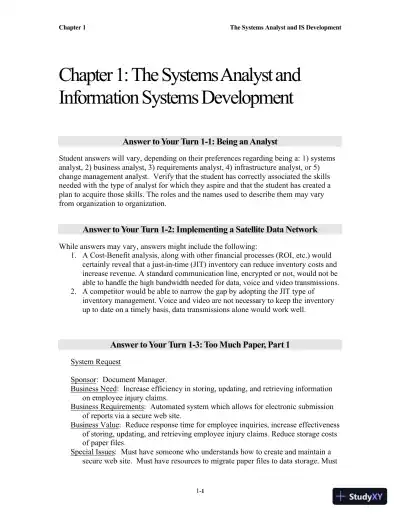 Solution Manual for Systems Analysis and Design, 7th Edition - Page 1 preview image