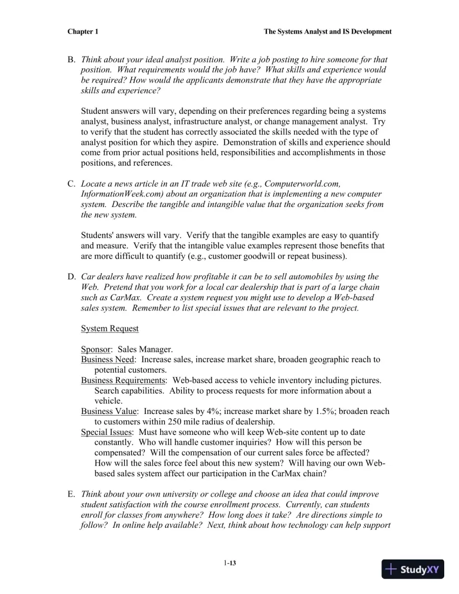Solution Manual for Systems Analysis and Design, 7th Edition, page 14