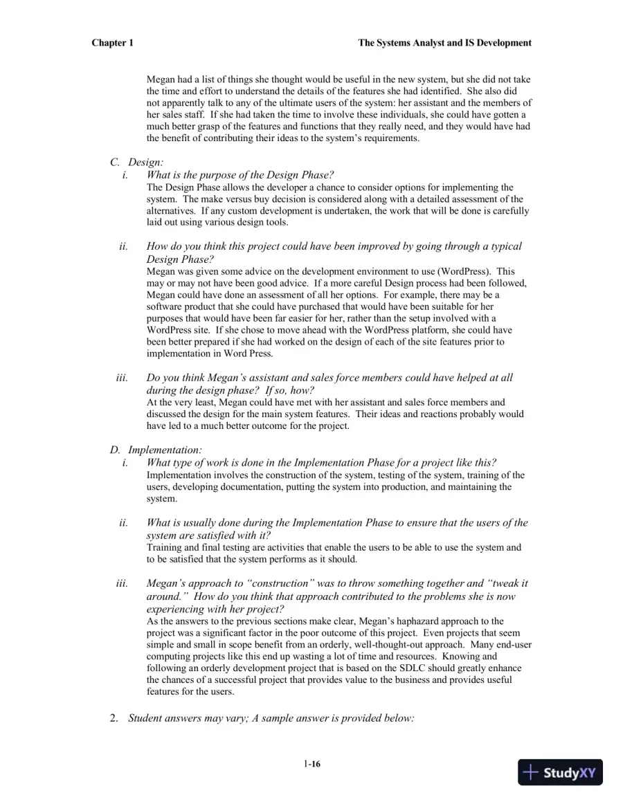 Solution Manual for Systems Analysis and Design, 7th Edition, page 17