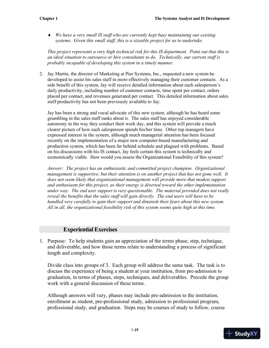 Solution Manual for Systems Analysis and Design, 7th Edition, page 20