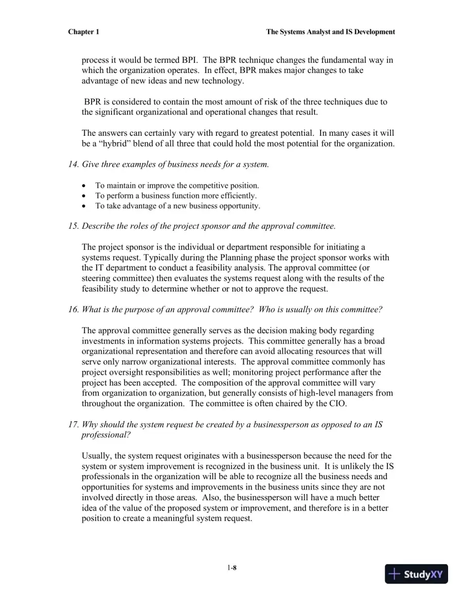 Solution Manual for Systems Analysis and Design, 7th Edition, page 9