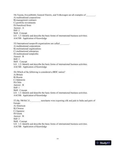 Test Bank for International Business: A Managerial Perspective, 9th Edition - Page 15 preview image