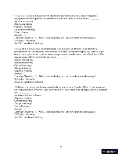 Test Bank for Advertising and IMC: Principles and Practice, 11th Edition - Page 14 preview image