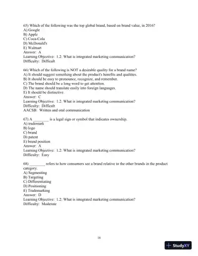 Test Bank for Advertising and IMC: Principles and Practice, 11th Edition - Page 19 preview image