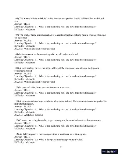 Test Bank for Advertising and IMC: Principles and Practice, 11th Edition - Page 28 preview image