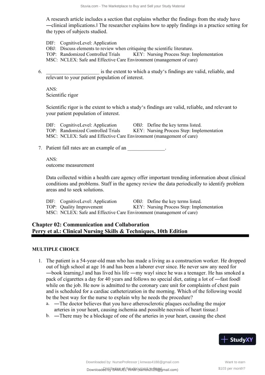 Test Bank for Clinical Nursing Skills and Techniques, 10th Edition (Chapters 1-43), page 10