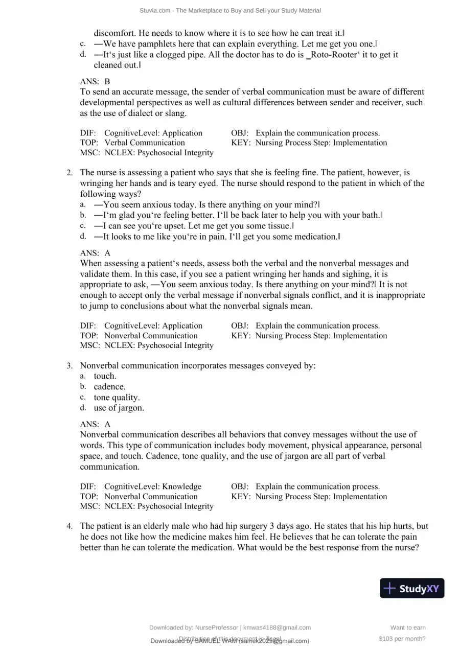 Test Bank for Clinical Nursing Skills and Techniques, 10th Edition (Chapters 1-43), page 11