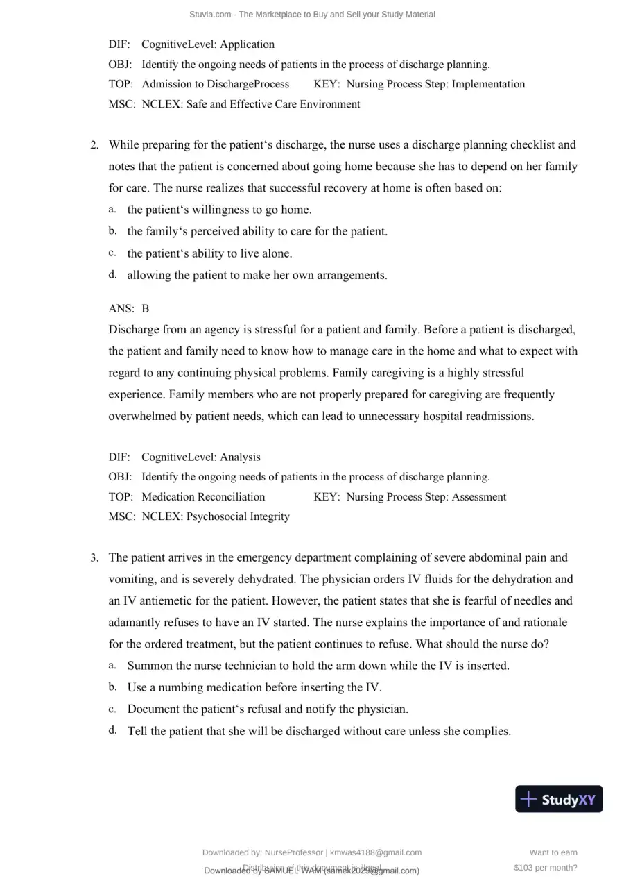 Test Bank for Clinical Nursing Skills and Techniques, 10th Edition (Chapters 1-43), page 22
