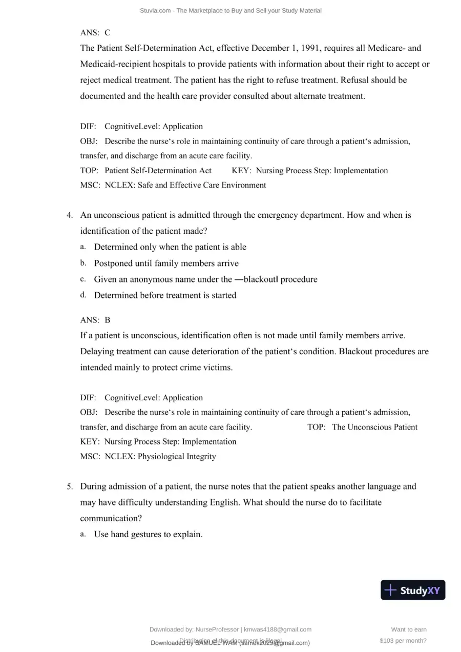 Test Bank for Clinical Nursing Skills and Techniques, 10th Edition (Chapters 1-43), page 23