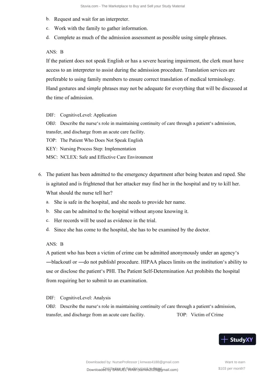 Test Bank for Clinical Nursing Skills and Techniques, 10th Edition (Chapters 1-43), page 24