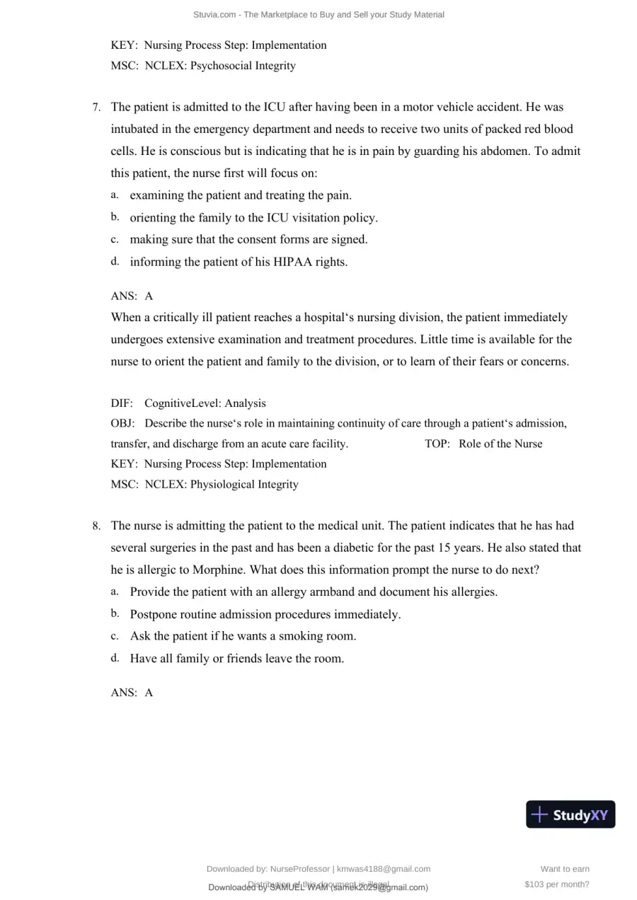 Test Bank for Clinical Nursing Skills and Techniques, 10th Edition (Chapters 1-43), page 25