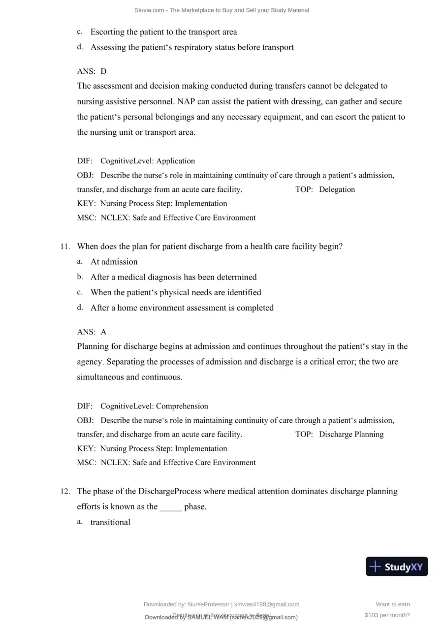 Test Bank for Clinical Nursing Skills and Techniques, 10th Edition (Chapters 1-43), page 27