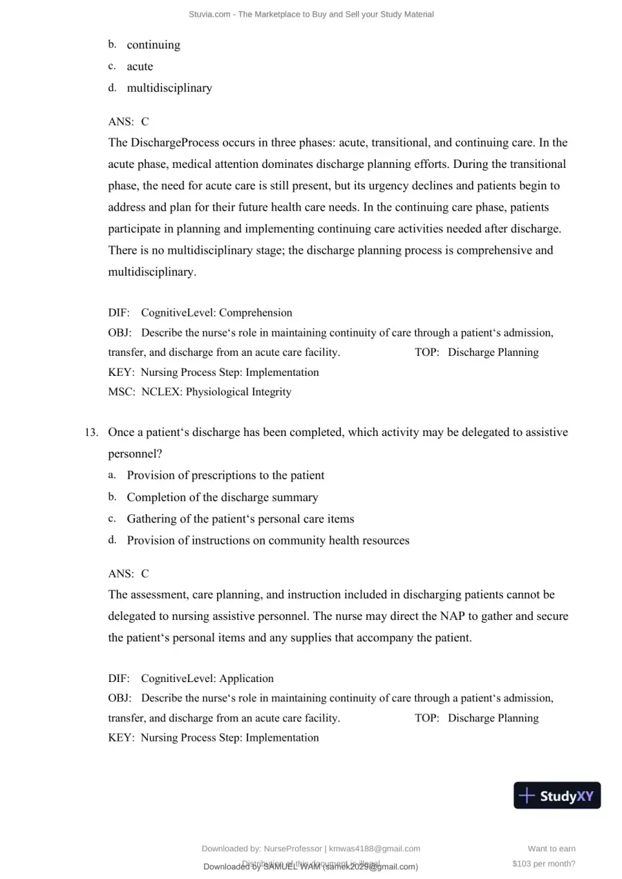 Test Bank for Clinical Nursing Skills and Techniques, 10th Edition (Chapters 1-43), page 28