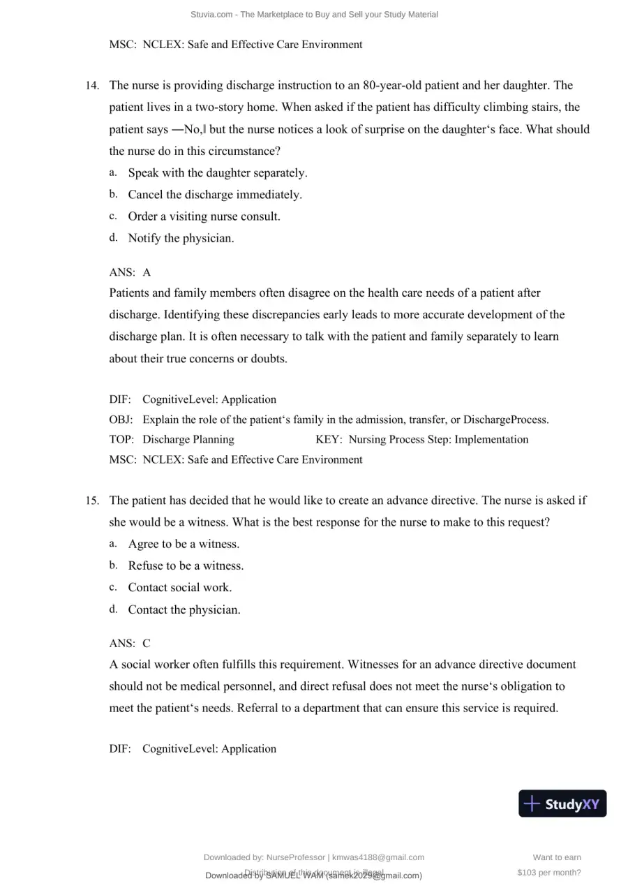 Test Bank for Clinical Nursing Skills and Techniques, 10th Edition (Chapters 1-43), page 29